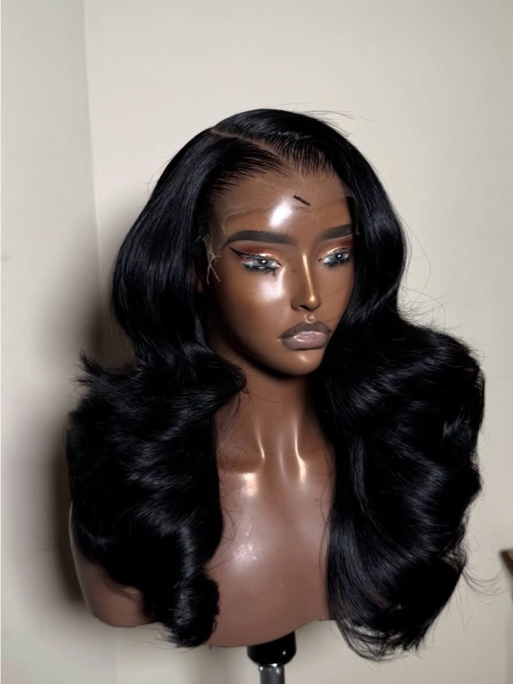 Luxury Black Body Wave Lace Front Wig - Natural Shine